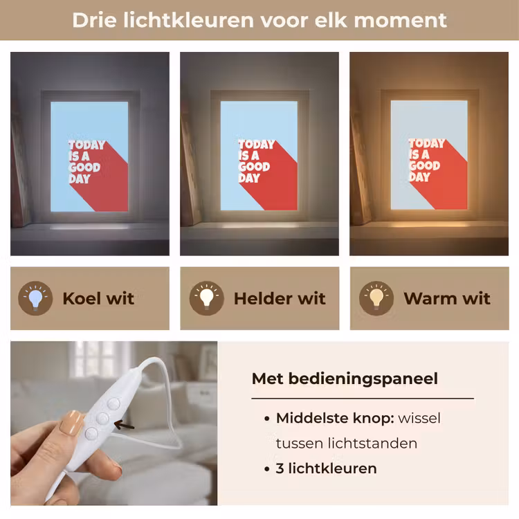 Today is a good day - Rood - lichtblauw Light Box met kabel (Tafellamp) klein -USP_lichtkleurNL