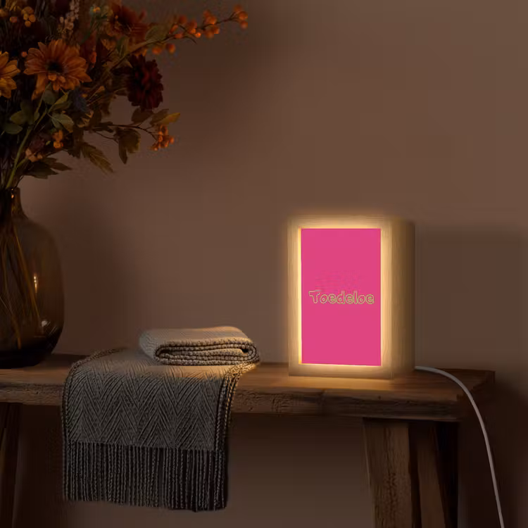 Toedeloe - Groen - Roze Light Box met kabel (Tafellamp) klein -sfeer4