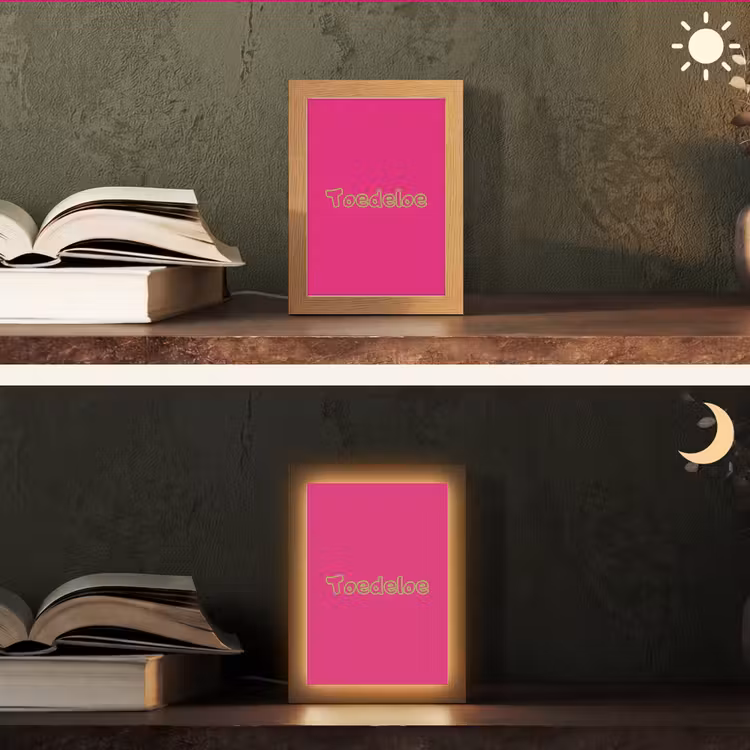Toedeloe - Groen - Roze Light Box met kabel (Tafellamp) klein -sfeer3