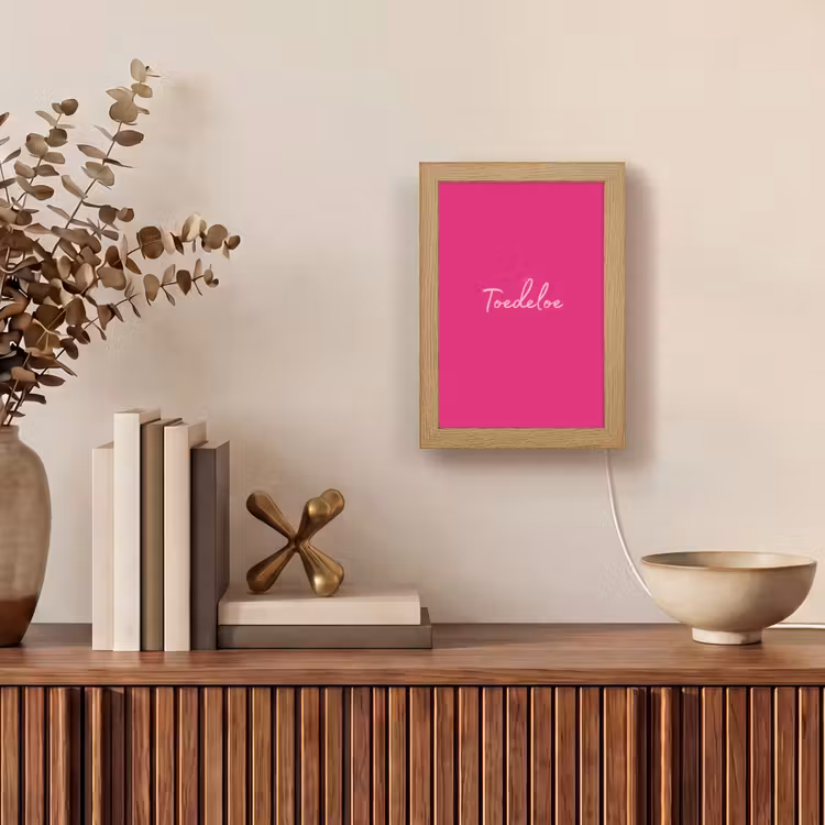 Toedeloe - Roze Light Box met kabel (Tafellamp) klein -sfeer2