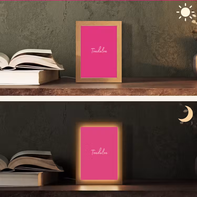Toedeloe - Roze Light Box met kabel (Tafellamp) klein -sfeer3