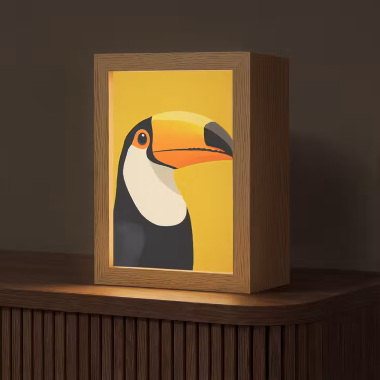 Toekan - Minimalistisch - Snavel - Oranje Light Box met kabel (Tafellamp) klein -z3d_website