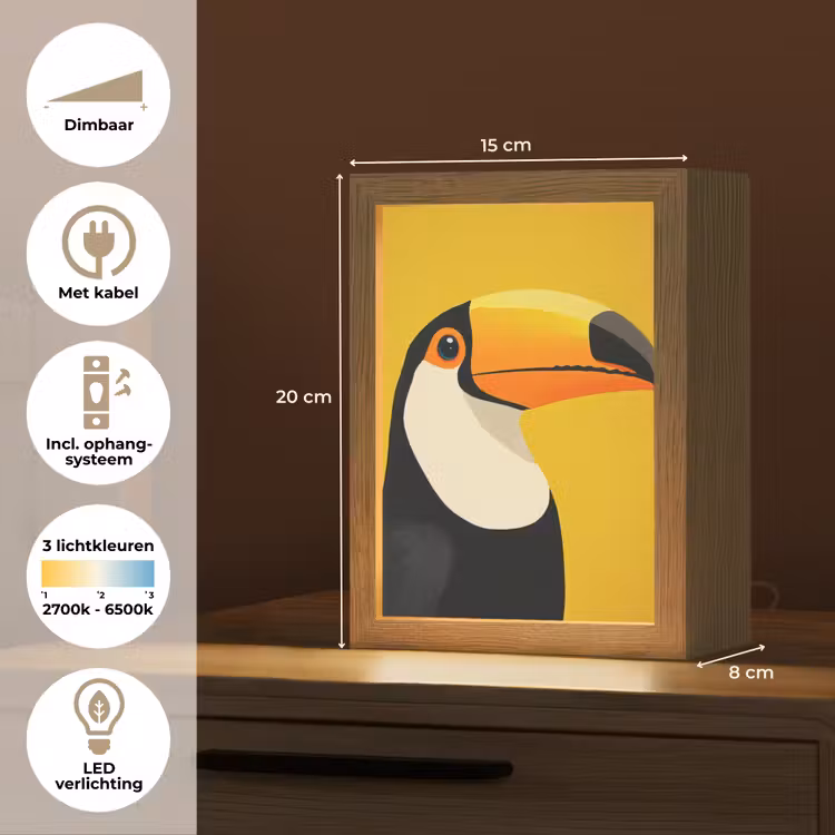 Toekan - Minimalistisch - Snavel - Oranje Light Box met kabel (Tafellamp) klein -USP_NL
