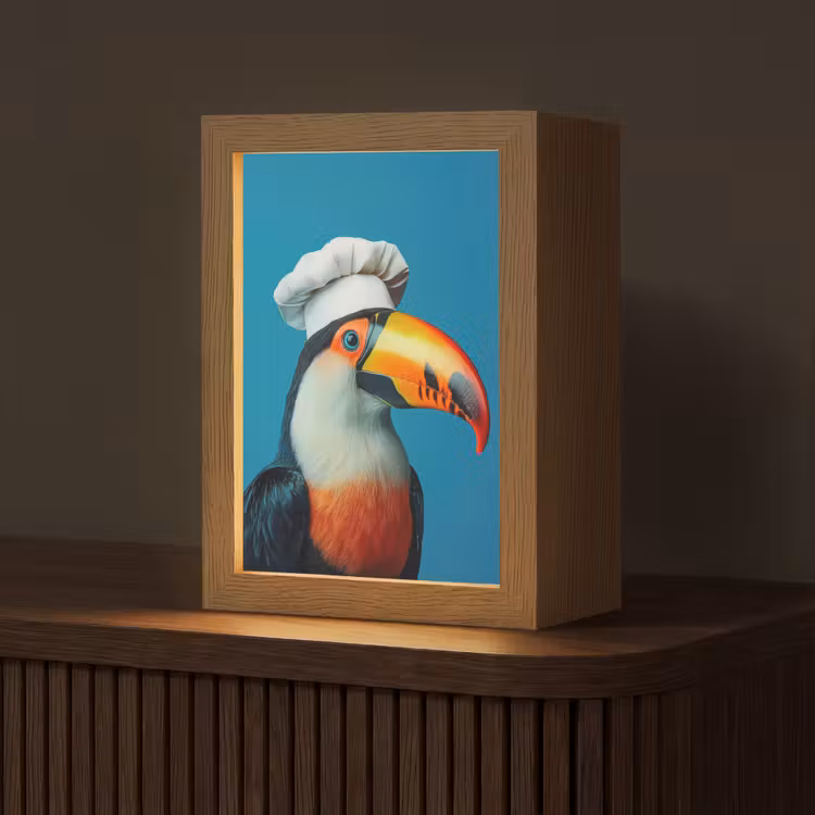 Toekan - Papegaai - Vogel - Koksmuts Light Box met kabel (Tafellamp) klein -z3d_website