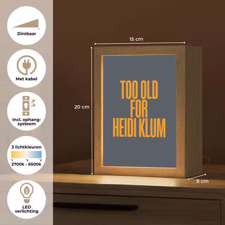 Too old for heidi klum - Geel - Blauw Light Box met kabel (Tafellamp) klein -USP_NL