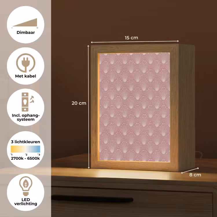 Trendy - Patroon - Roze Light Box met kabel (Tafellamp) klein 925 -USP_NL