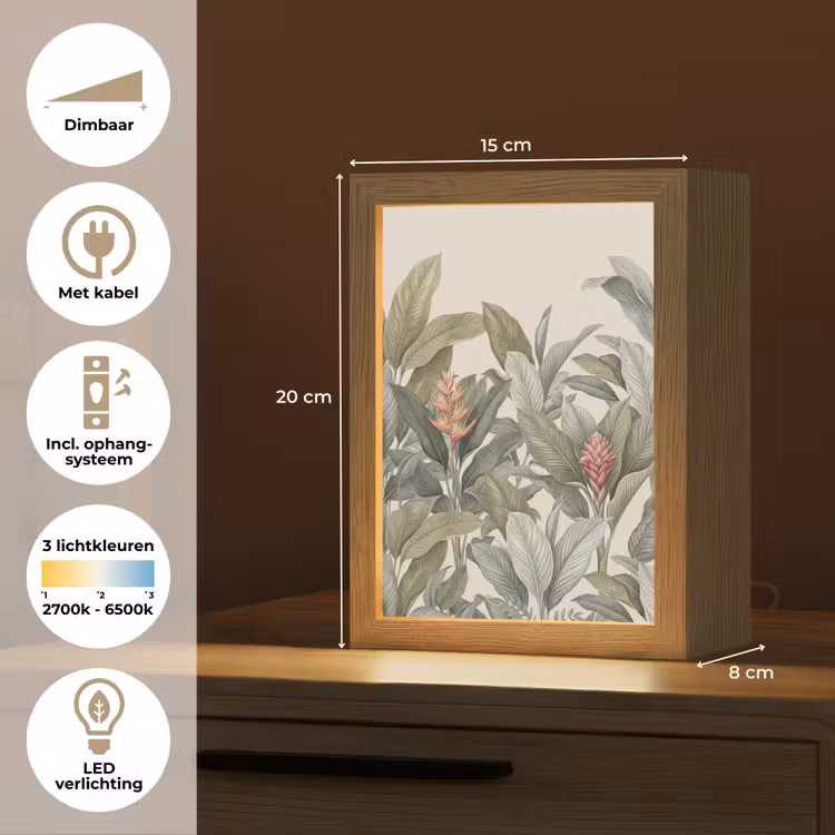 Tropisch - Planten - Modern - Groen Light Box met kabel (Tafellamp) klein -USP_NL