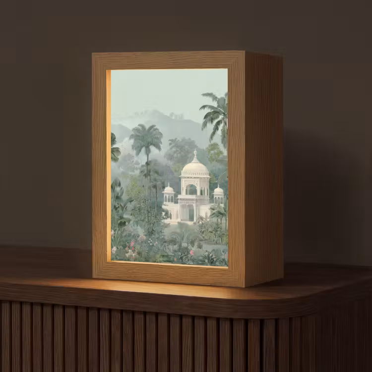 Tropische tuin - Koepelgebouw - Bloemen Light Box met kabel (Tafellamp) klein -z3d_website