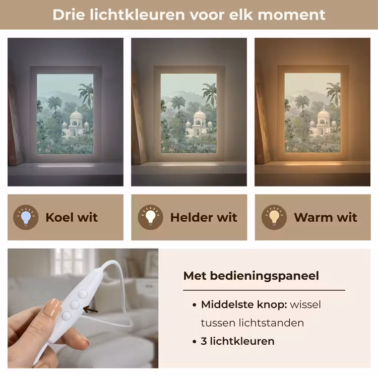 Tropische tuin - Koepelgebouw - Bloemen Light Box met kabel (Tafellamp) klein -USP_lichtkleurNL