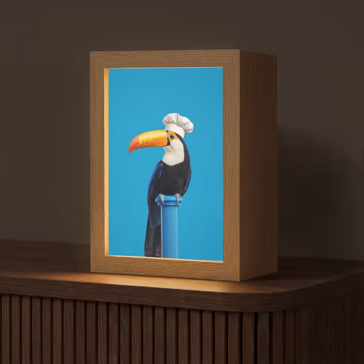 Tucan - Sokkel - Vogel - Koksmuts Light Box met kabel (Tafellamp) klein -z3d_website