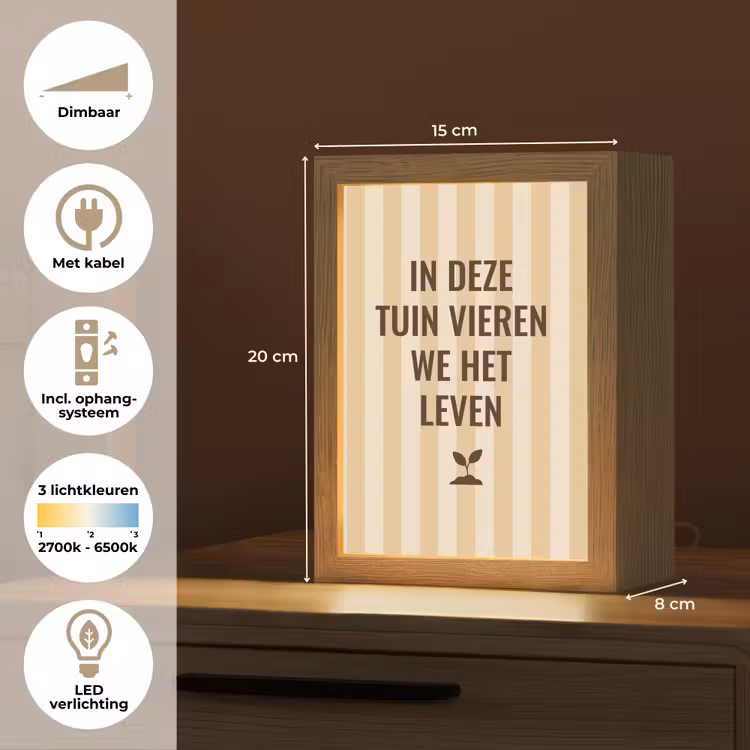 Tuin - Quote - Strepen - Zomer Light Box met kabel (Tafellamp) klein -USP_NL