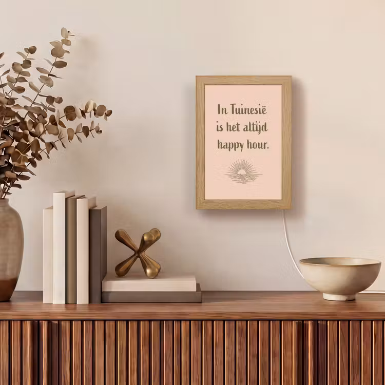 Tuin - Roze - Quote - Zon Light Box met kabel (Tafellamp) klein -sfeer2
