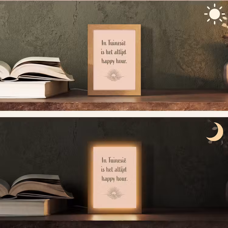 Tuin - Roze - Quote - Zon Light Box met kabel (Tafellamp) klein -sfeer3
