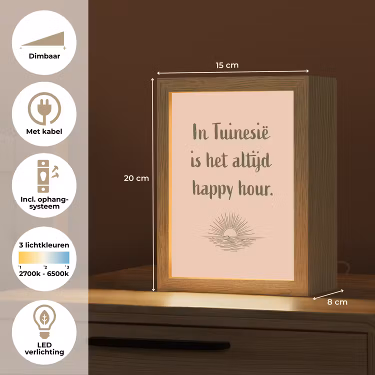 Tuin - Roze - Quote - Zon Light Box met kabel (Tafellamp) klein -USP_NL