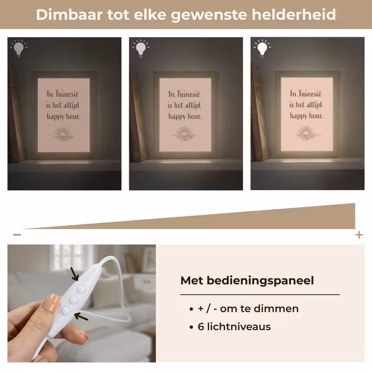 Tuin - Roze - Quote - Zon Light Box met kabel (Tafellamp) klein -USP_dimbaarNL