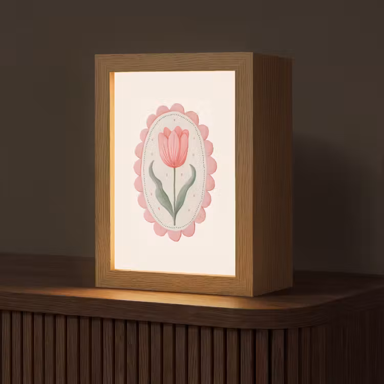 Tulp - Lijst - Ovaal - Illustratie Light Box met kabel (Tafellamp) klein -z3d_website