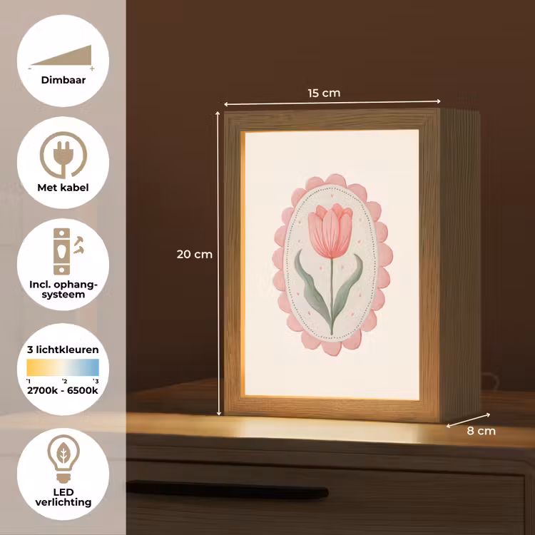 Tulp - Lijst - Ovaal - Illustratie Light Box met kabel (Tafellamp) klein -USP_NL