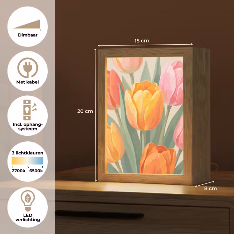Tulpen - Abstract - Kleurrijk Light Box met kabel (Tafellamp) klein -USP_NL