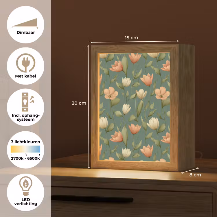 Tulpen - Botanisch - Groen Light Box met kabel (Tafellamp) klein 925 -USP_NL