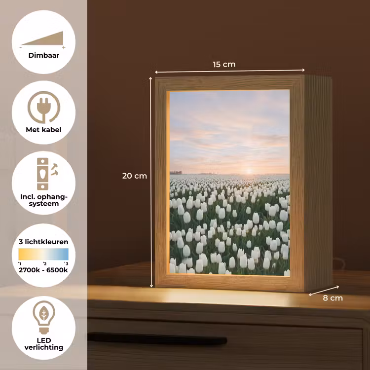 Tulpen - Landschap - Wit Light Box met kabel (Tafellamp) klein -USP_NL