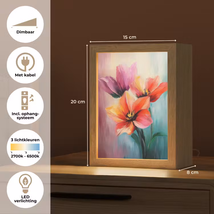 Tulpen - Lichtreflecties - Kleurverloop Light Box met kabel (Tafellamp) klein -USP_NL
