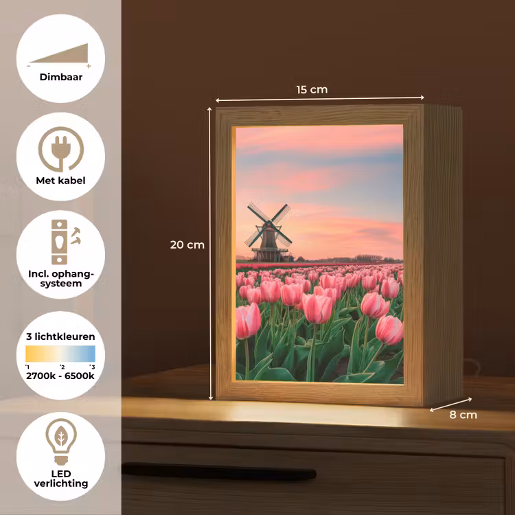 Tulpen - Molen - Nederland Light Box met kabel (Tafellamp) klein -USP_NL