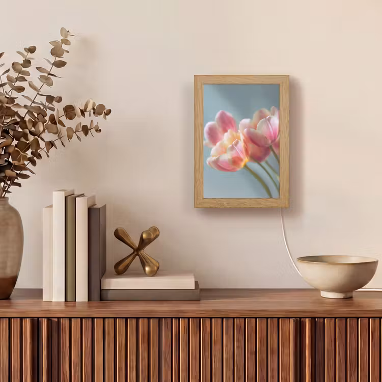 Tulpen - Roze - Stelen Light Box met kabel (Tafellamp) klein -sfeer2