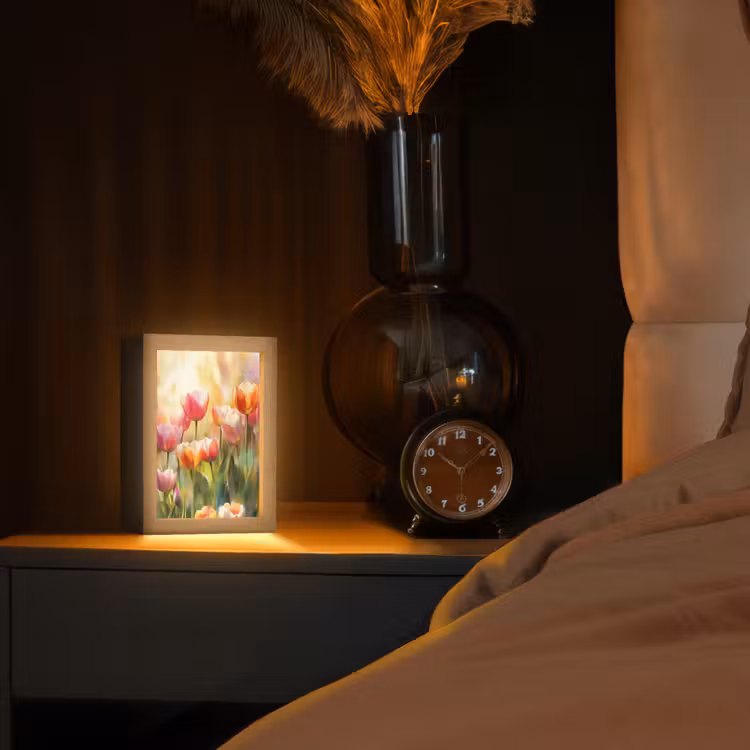 Tulpen - Sprookjesachtig - Kleurrijk Light Box met kabel (Tafellamp) klein -sfeer1