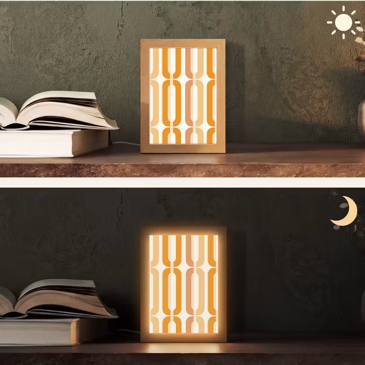 U-vorm - Retro - Oranje Light Box met kabel (Tafellamp) klein 925 -sfeer3