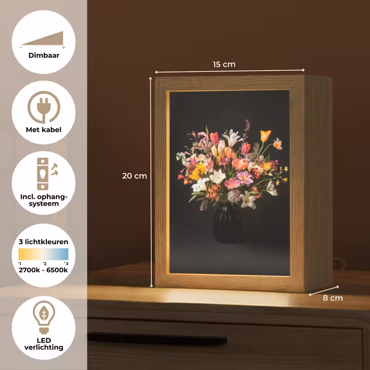 Vaas - Bloemen - Tulpen Light Box met kabel (Tafellamp) klein -USP_NL