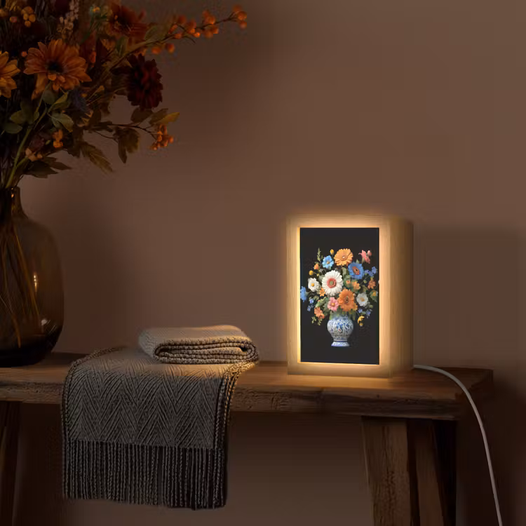 Vaas - Boeket - Bloemen - Kleur Light Box met kabel (Tafellamp) klein -sfeer4