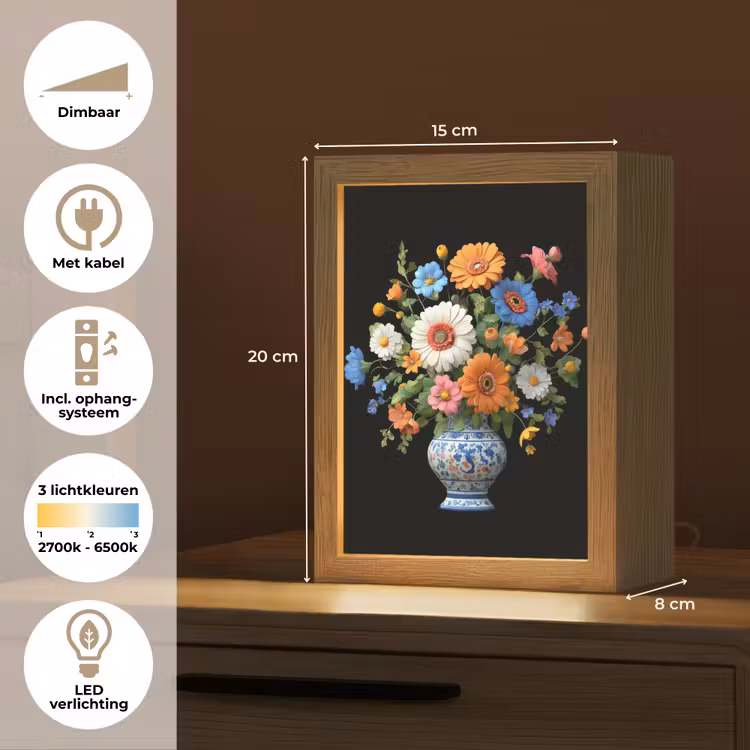 Vaas - Boeket - Bloemen - Kleur Light Box met kabel (Tafellamp) klein -USP_NL