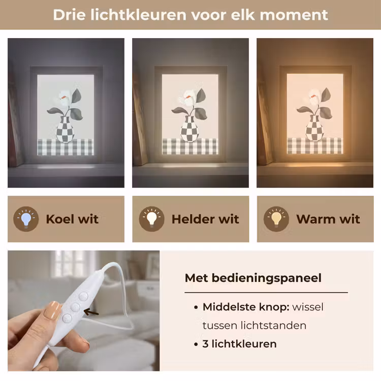 Vaas - Geruit - Groen - Bloem Light Box met kabel (Tafellamp) klein -USP_lichtkleurNL