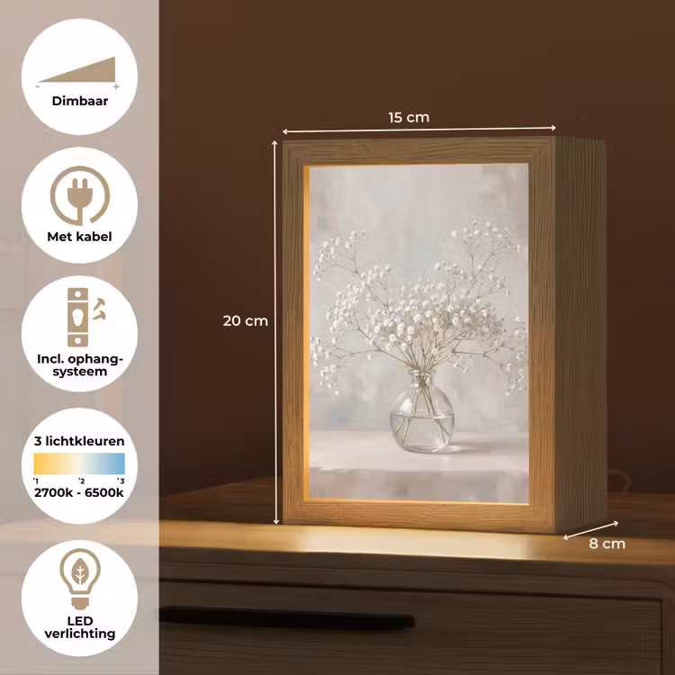 Vaas - Gipskruid - Wit Light Box met kabel (Tafellamp) klein -USP_NL