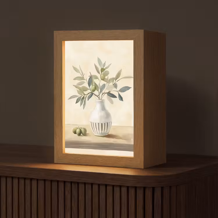 Vaas - Keramiek - Olijftakken Light Box met kabel (Tafellamp) klein -z3d_website
