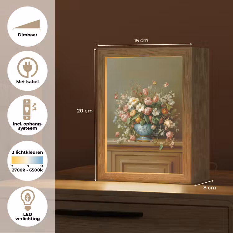 Vaas - Pastel - Kleuren - Bloemen Light Box met kabel (Tafellamp) klein -USP_NL