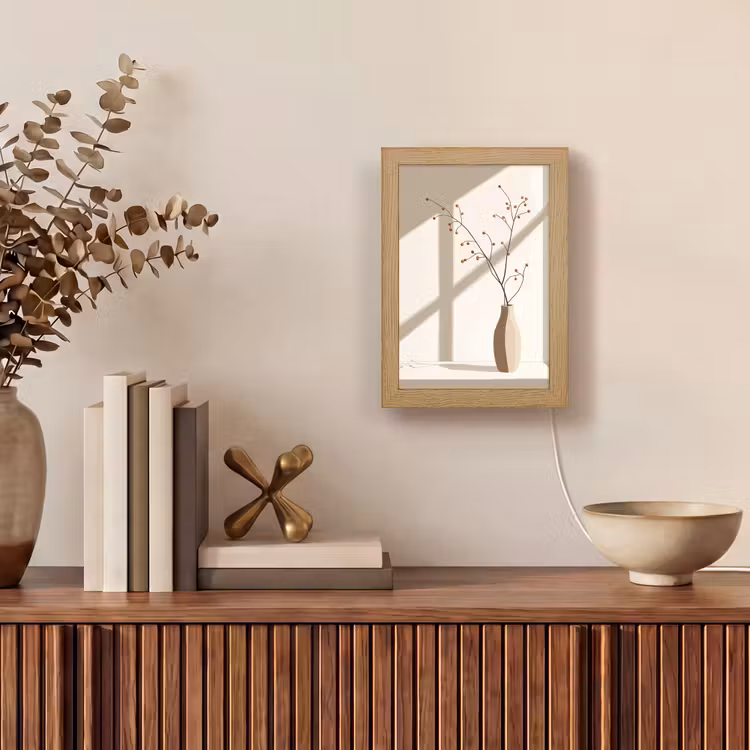 Vaas - Takken - Bessen - Minimalistisch Light Box met kabel (Tafellamp) klein -sfeer2