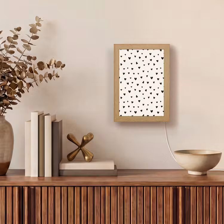 Valentijn - Harten - Zwart - Wit Light Box met kabel (Tafellamp) klein 925 -sfeer2