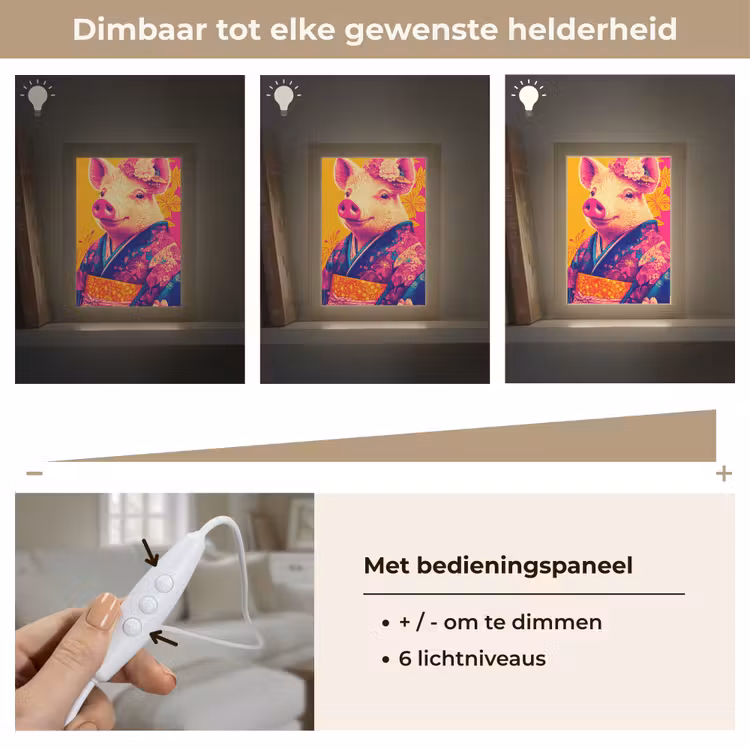 Varken - Bloemkroon - Kimono - Abstract Light Box met kabel (Tafellamp) klein -USP_dimbaarNL