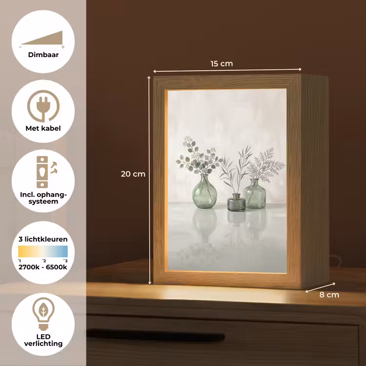 Vazen - Bladeren - Groen Light Box met kabel (Tafellamp) klein -USP_NL