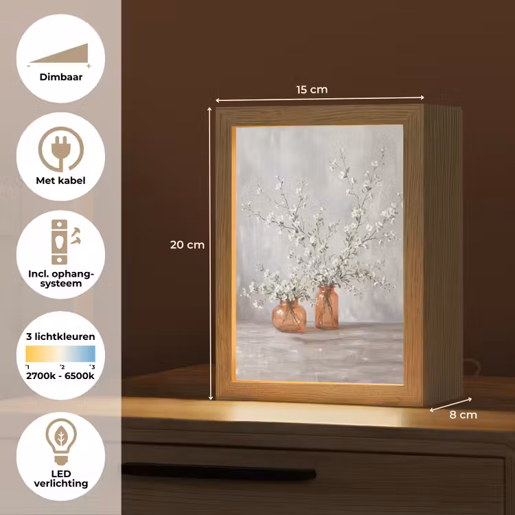 Vazen - Bloemen - Oranje Light Box met kabel (Tafellamp) klein -USP_NL