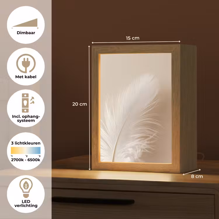 Veer - Minimalistisch - Roze Light Box met kabel (Tafellamp) klein -USP_NL