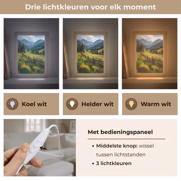 Veld - Hek - Bergen - Bloemen Light Box met kabel (Tafellamp) klein -USP_lichtkleurNL