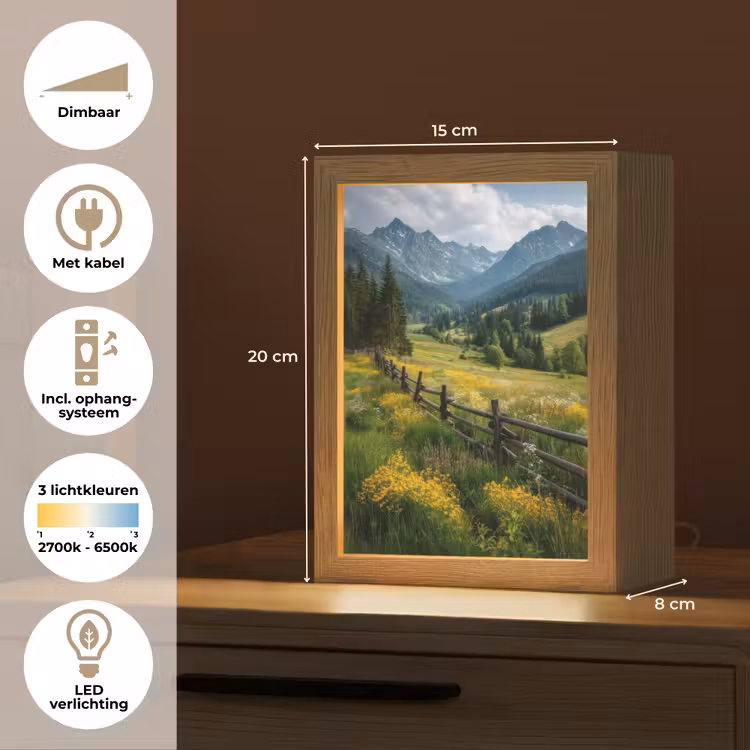 Veld - Hek - Bergen - Bloemen Light Box met kabel (Tafellamp) klein -USP_NL