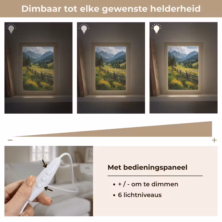 Veld - Hek - Bergen - Bloemen Light Box met kabel (Tafellamp) klein -USP_dimbaarNL