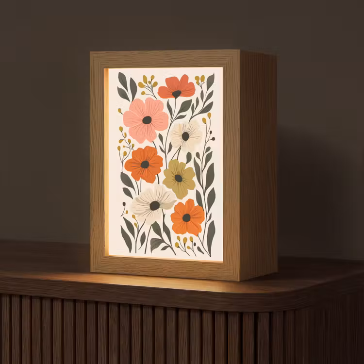 Veldbloemen - Stengels - Blaadjes - Groen Light Box met kabel (Tafellamp) klein -z3d_website