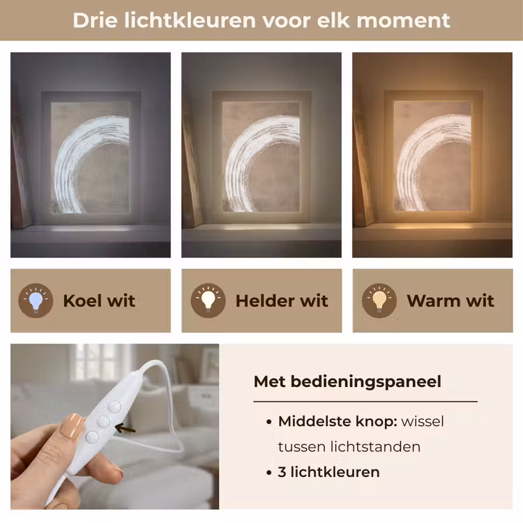 Verf - Bruin - Japandi Light Box met kabel (Tafellamp) klein -USP_lichtkleurNL