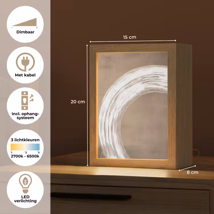 Verf - Bruin - Japandi Light Box met kabel (Tafellamp) klein -USP_NL