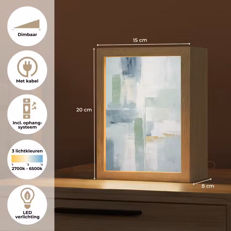 Verf - Moderne kunst - Abstract - Grijs Light Box met kabel (Tafellamp) klein -USP_NL