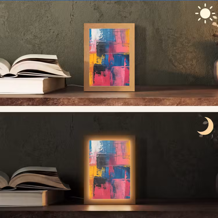 Verflook - Kunst - Modern - Abstract Light Box met kabel (Tafellamp) klein -sfeer3